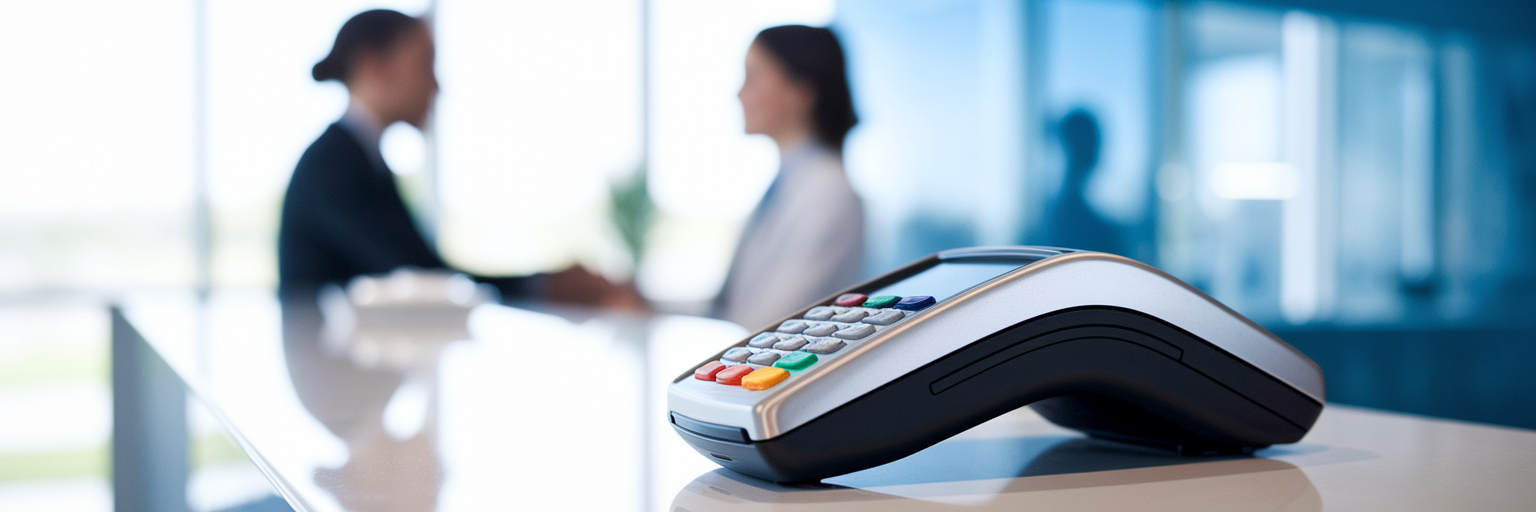 Secure patient payment at clinic reception.