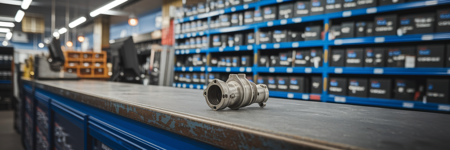Automotive parts on a shop counter