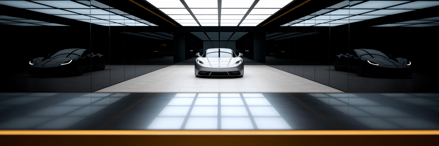 Luxury car dealership showroom floor