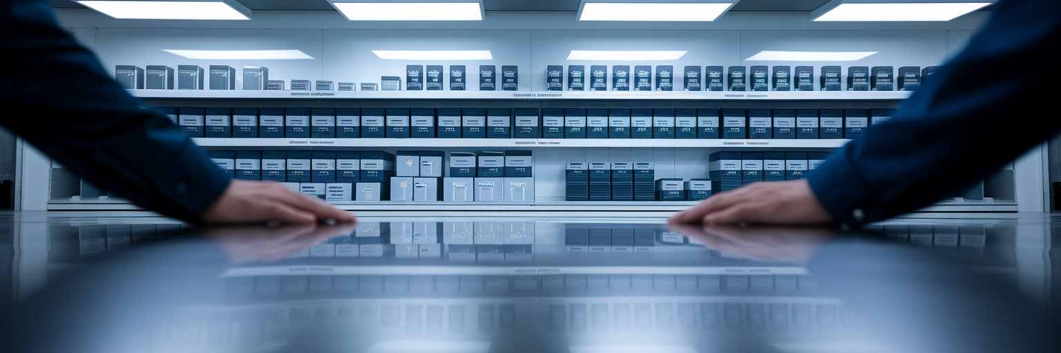 Organised automotive parts counter at dealership