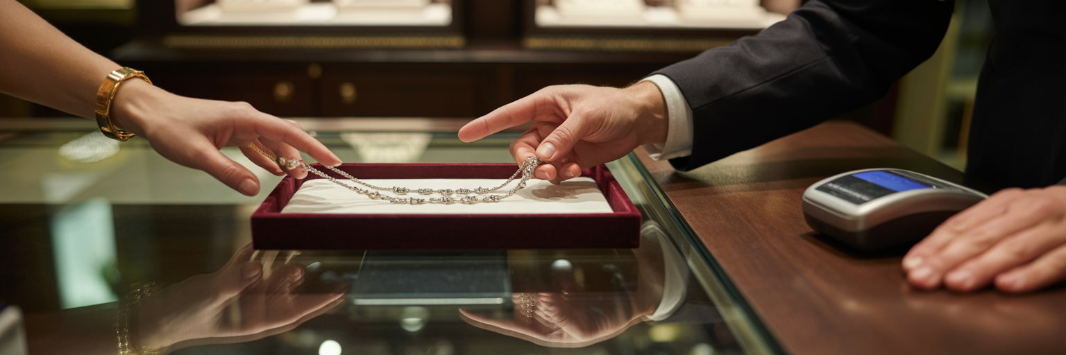 Luxury jewellery store checkout process.