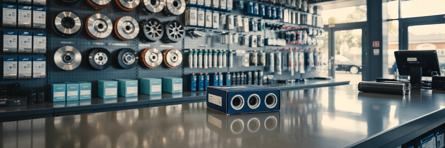 Organised counter at an automotive parts store.