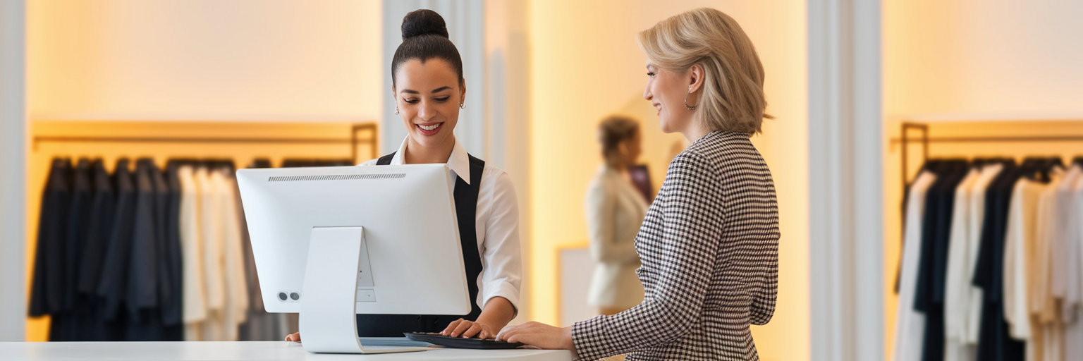 Retail employee using POS terminal