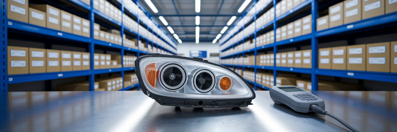 Returned car part on dealership workbench
