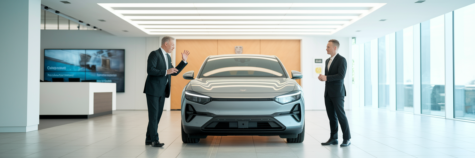 Automotive dealership manager and salesperson conversation.