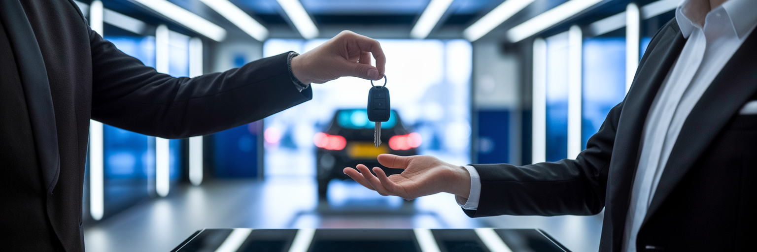 Customer handing car keys to service advisor.