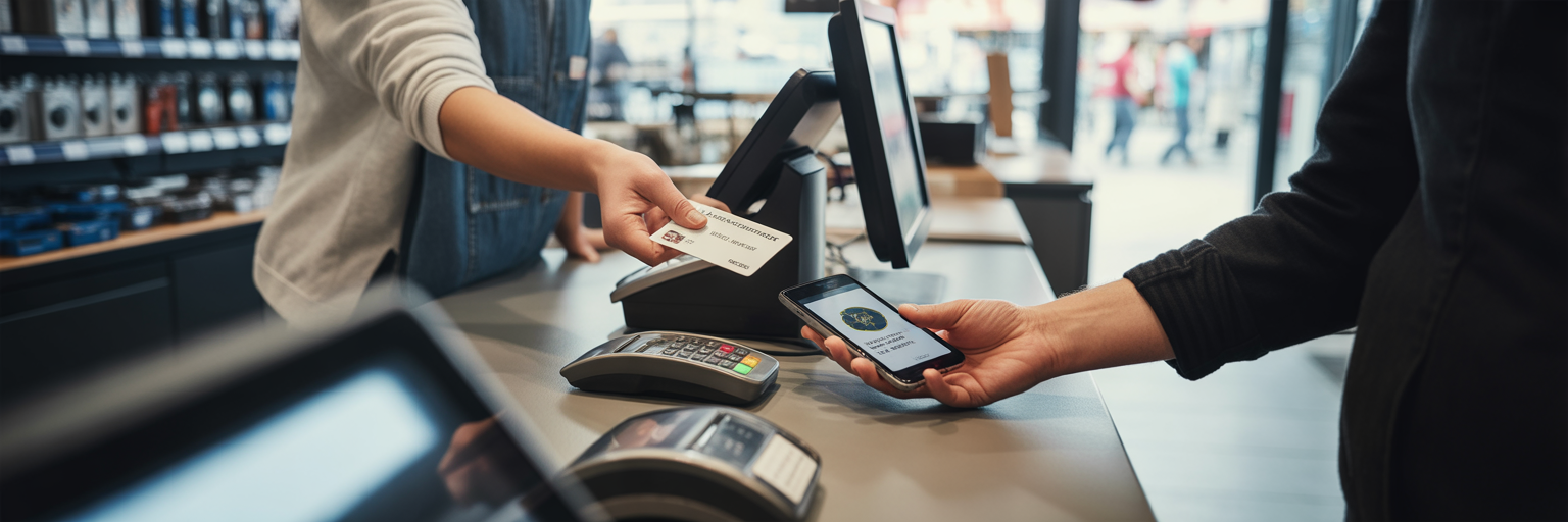 Customer paying with gift card and phone