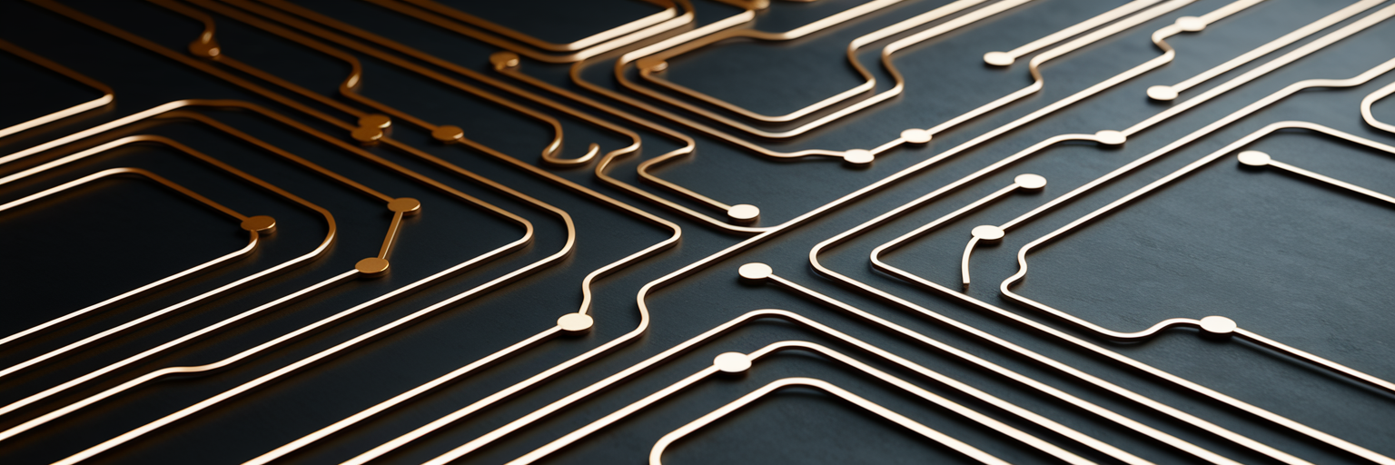 Abstract gold lines representing integrated data.
