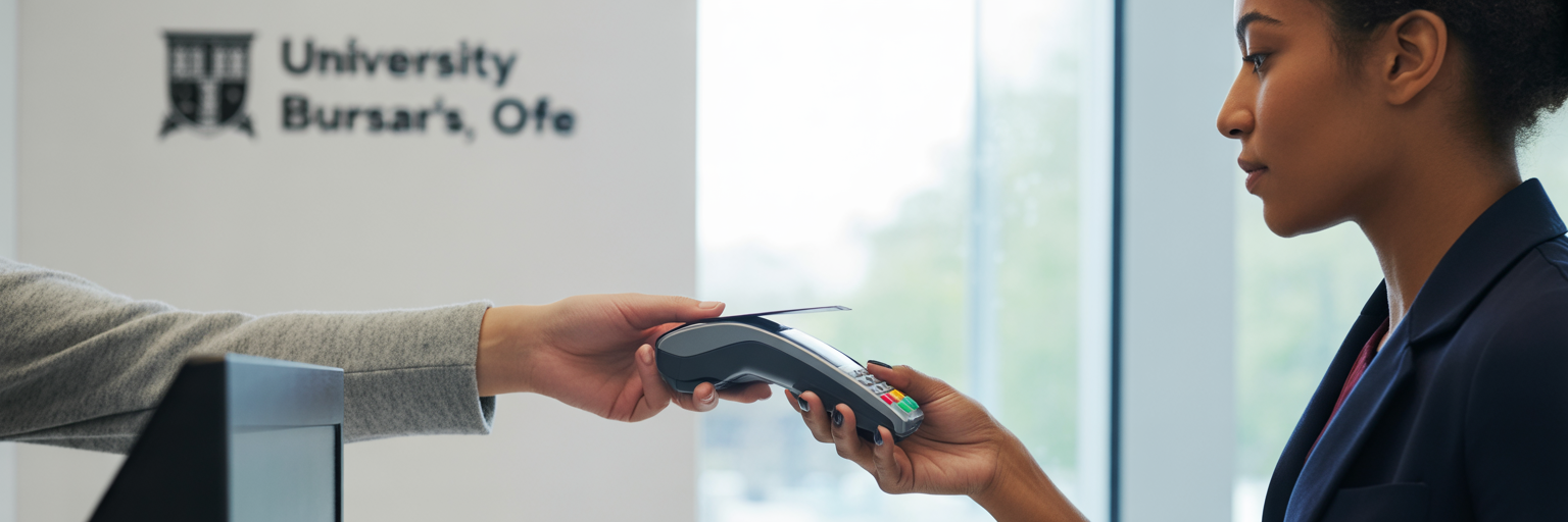 Student making contactless payment at university
